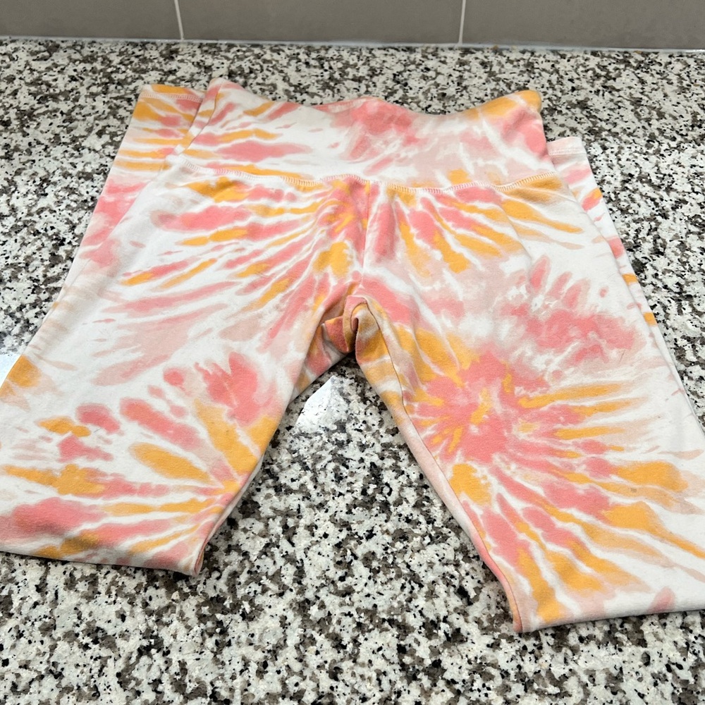Forever 21 Pink and Yellow Tie-Dye Leggings
